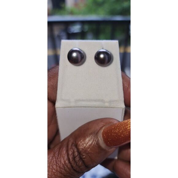 Honora Dark Gray cultured pearl earrings - Picture 1 of 3